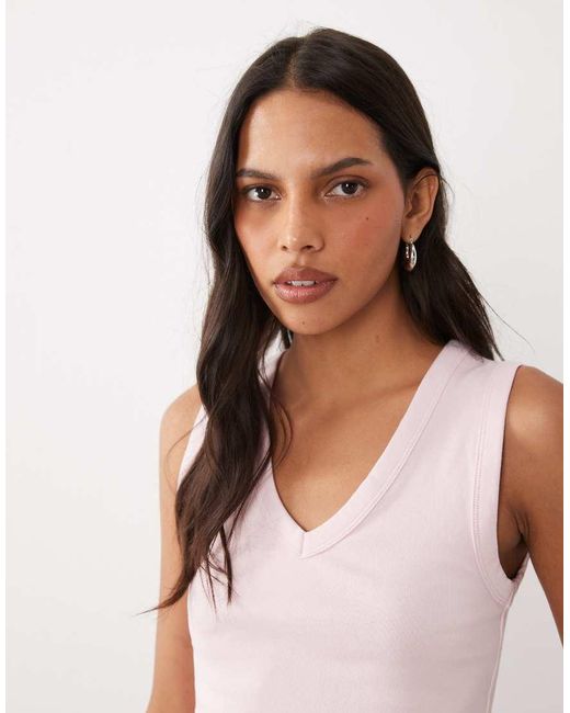 New Look White V Neck Tank Top