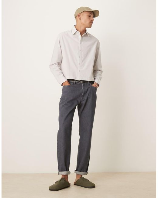 ASOS Recht Oversized Poplin Overhemd in het Natural voor heren