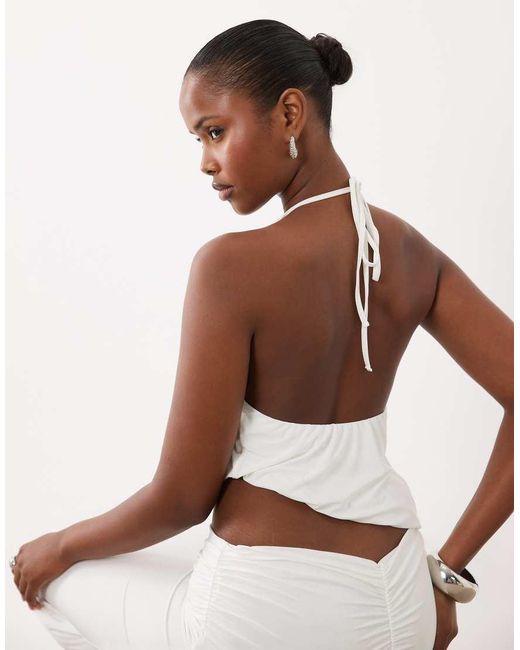 Missy Empire White Missy Empire Slinky Halterneck Bubble Top