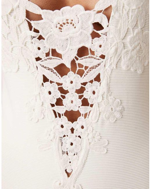 For Love & Lemons White Lelani Embroidered Detail One Piece Swimsuit