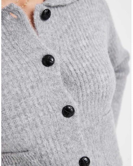 New Look Gray Collared Button Through Cardigan