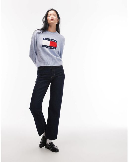 Pull à logo drapeau - bleu clair Tommy Hilfiger en coloris Blue