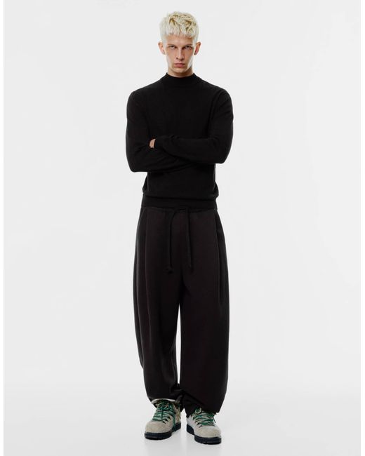 Pull à col montant en maille fine Pull&Bear pour homme en coloris Black