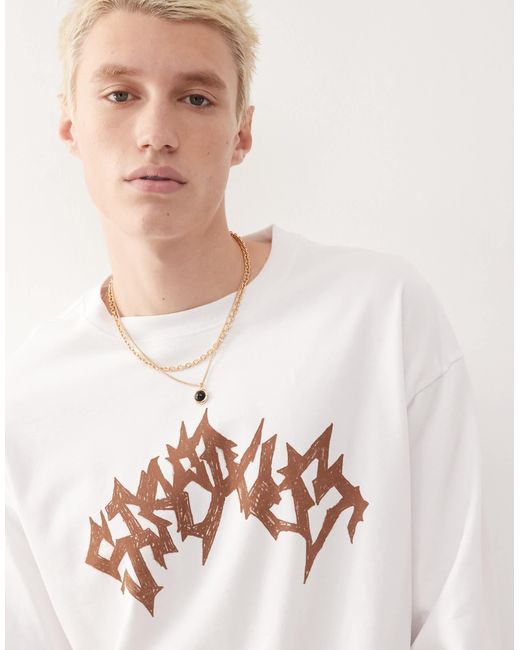 Weekday – kastiges, langärmliges t-shirt in White für Herren