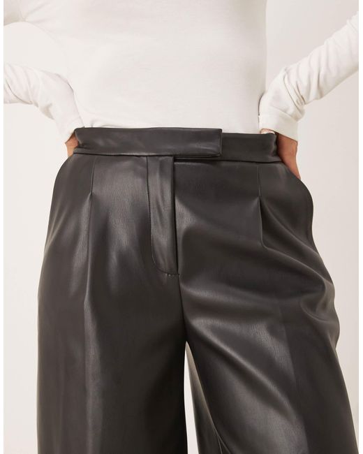Mango Black Riga Faux Leather Straight Tailored Pants
