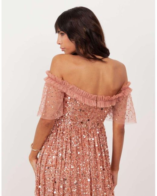 Maya Pink Embellished Bardot Midaxi Dress