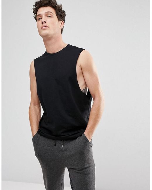 T-shirt sans manches à emmanchures larges ASOS pour homme en coloris Noir |  Lyst