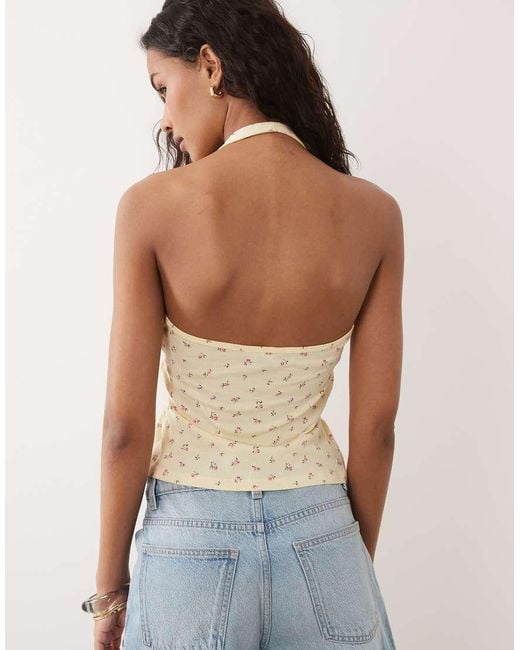 New Look Blue Tie Front Halter Top