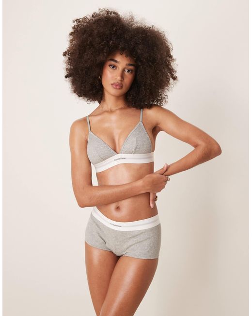 Calvin Klein Brown – unwattierter triangel-bh aus geripptem modal