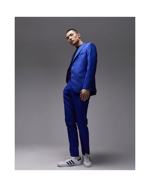Topman Blue Premium Slim Suit Pants for men