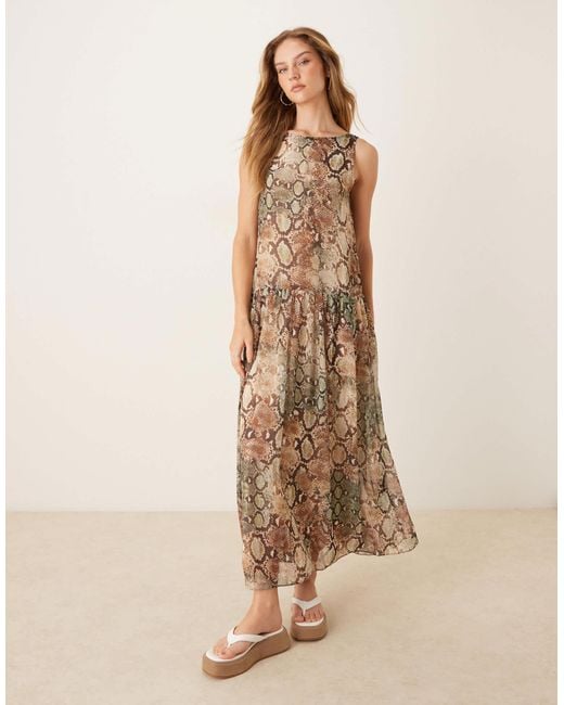 ASOS Women's Natural Drop Waist Chiffon Maxi Dress - www.desnorhaar.be