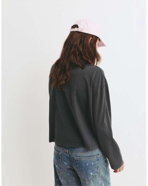 Pull&Bear Black Striped Boxy T-shirt