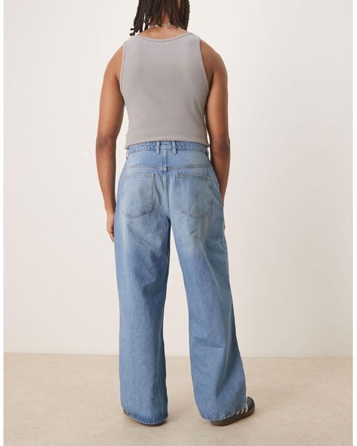 Reclaimed (vintage) Blue baggy Wide Denim Jean for men