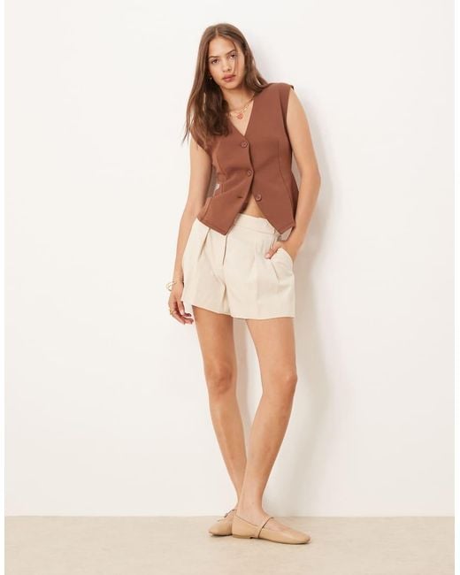 ASOS Natural Interlock V Neck Button Through