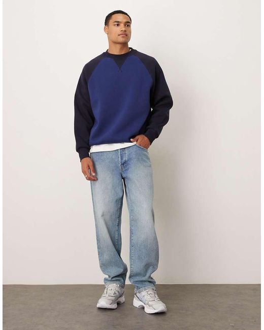 Sudadera Azul Marino Extragrande Con Mangas Raglán De (Parte De Un Conjunto) ASOS de hombre de color Blue