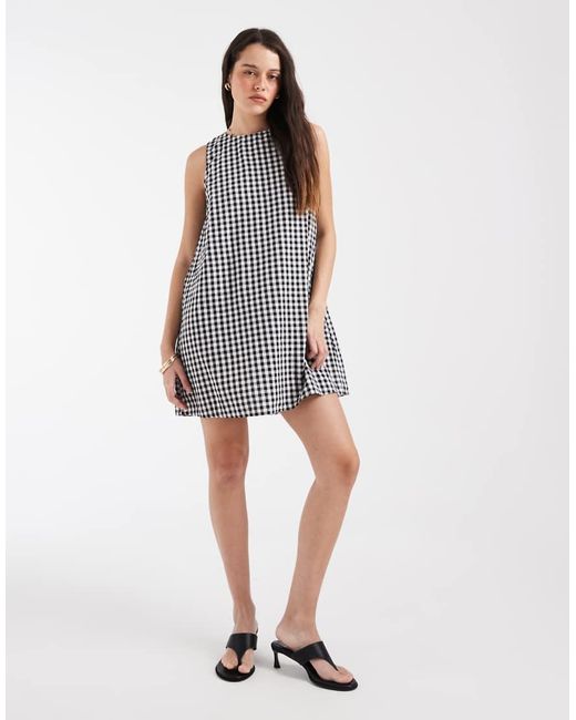 Pieces White Seersucker Sleeveless Tie Back Mini Dress