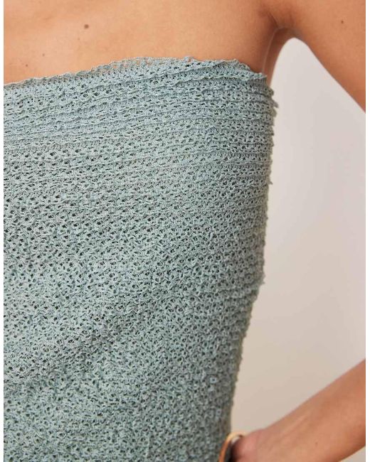 ASOS Natural Crochet Semi Sheer Long-Line Bandeau Top