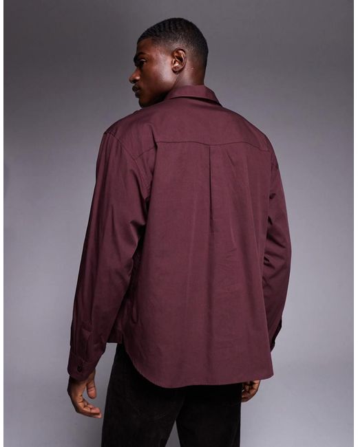 ASOS Purple Oversized Poplin Rugby Shirt for men