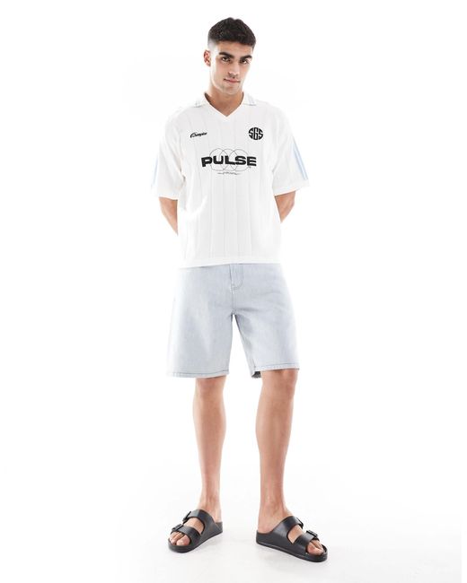 Short baggy en jean - clair Pull&Bear pour homme en coloris White