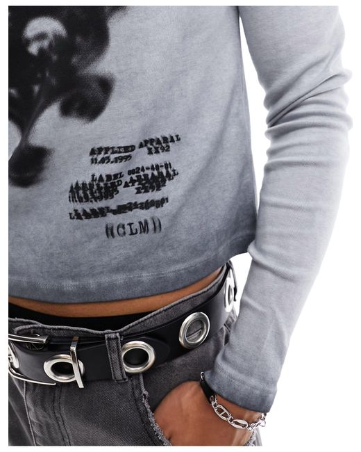 T-shirt slim style skateur à manches longues et imprimé années 2000 Reclaimed (vintage) pour homme en coloris Gray