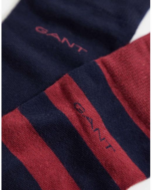 Gant Blue 2-pack Barstripe And Solid Socks for men