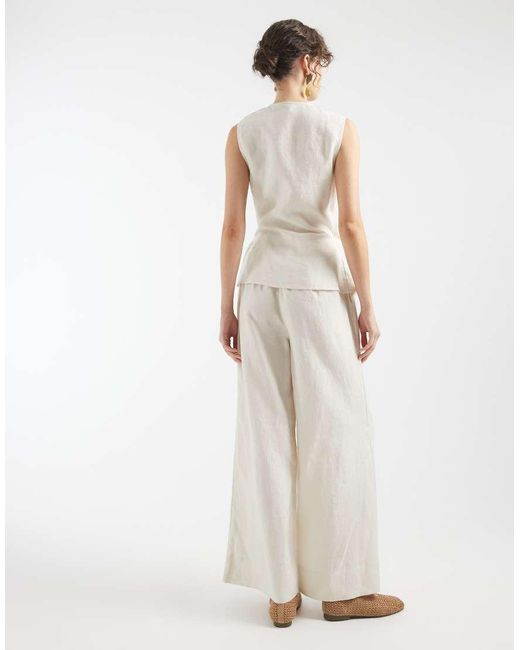 ASOS Natural 100% Linen Wrap Jumpsuit