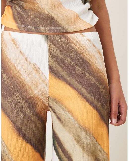 ASOS Natural Co-ord Wide Leg Crinkle Trouser