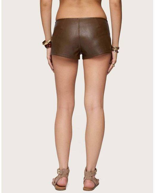 Edikted Natural Grommet Faux Leather Micro Shorts