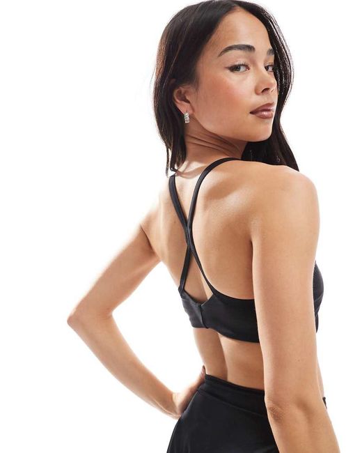 Speedo Black Swim Tops Racerback Crop Swim Top