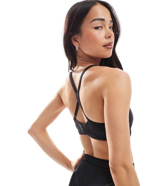 Speedo Black Swim Tops Racerback Crop Swim Top