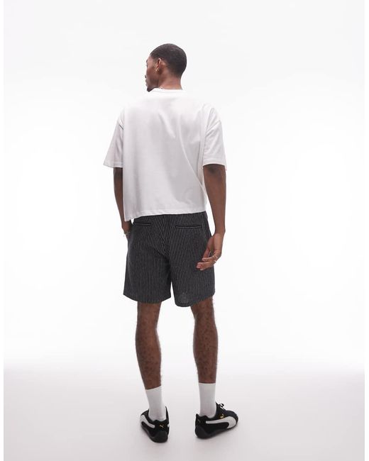 Topman White baggy Fit Texture Stripe Short for men