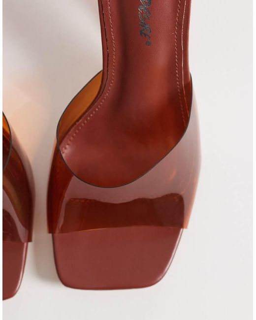Public Desire Metallic Curved Heel Clear Heeled Sandals