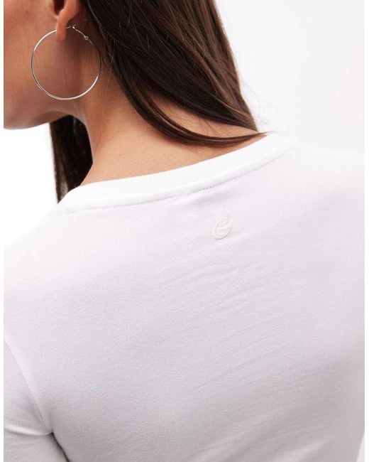 Collusion White 3/4 Length Sleeve Fitted Top