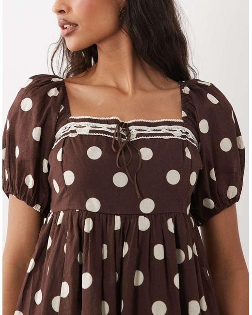 Abercrombie & Fitch Blue Puff Sleeve Mini Babydoll Dress