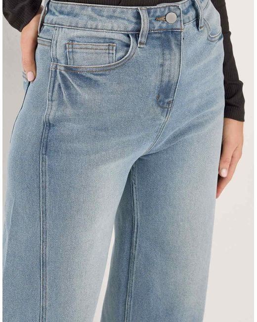 Long Tall Sally Blue Twist Seam Wide Leg Jeans