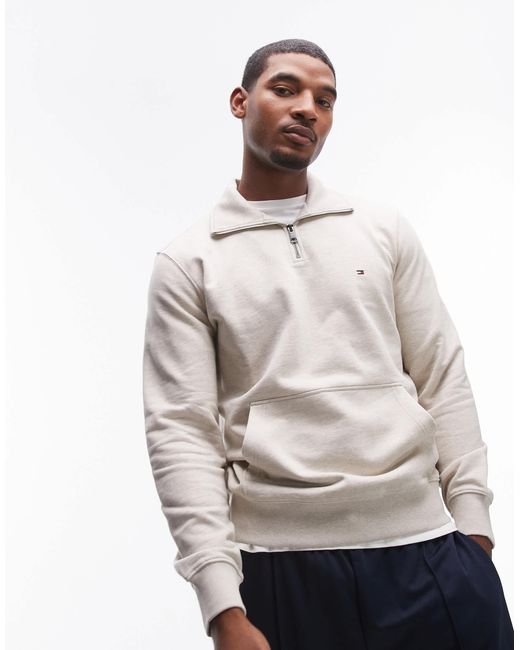 Tommy Hilfiger White 1/4 Zip Sweatshirt for men