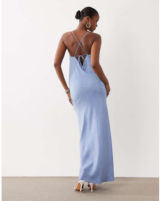 ASOS Blue Hybrid Satin Panel Cami Maxi Dress