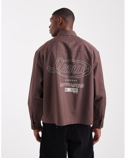 ASOS Recht Oversized Overhemd Met Print Op De Achterkant in het Brown voor heren