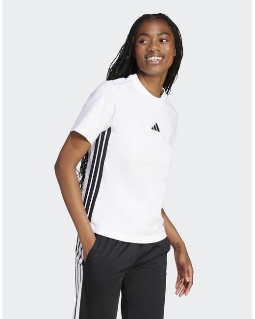 Adidas Originals White Essentials 3-Stripes Cotton Tee