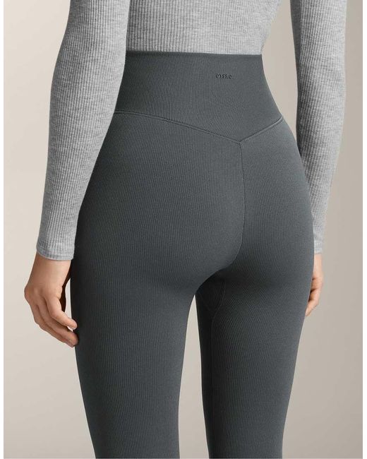 Oysho Gray Super High-rise Seamless Extra-warm Rib Ankle-length leggings 70 Cm