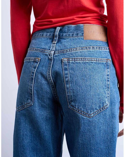 TOPSHOP Multicolor Runway Mid Rise Straight Cropped Jean With Let Down Hem Detail