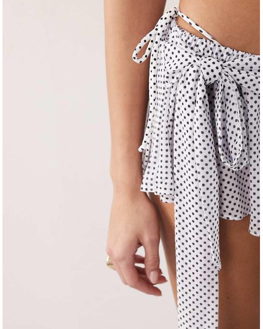 Candypants White Polka Dot Knot Mini Skirt