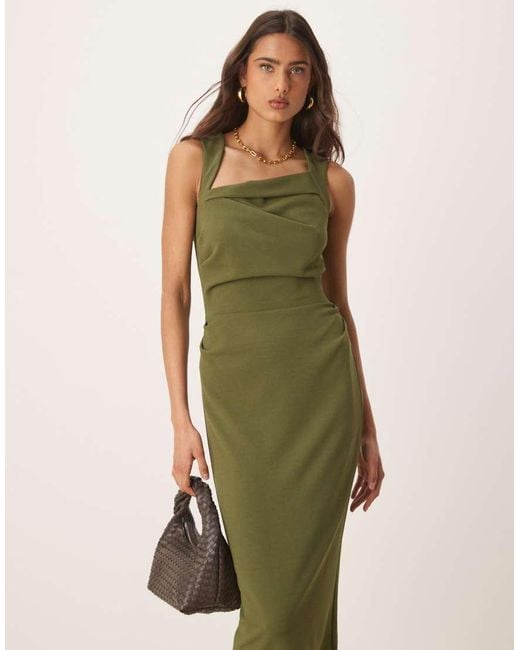 ASOS Green Square Neck Midi Dress