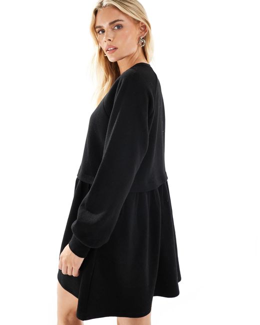 Robe babydoll brossée ultra douce Miss Selfridge en coloris Black