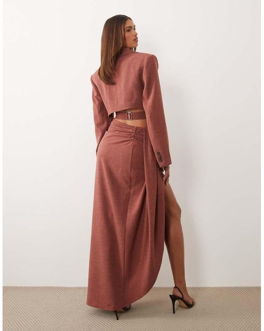 ASOS Brown Asos X The Sourced Collection Draped Maxi Skirt