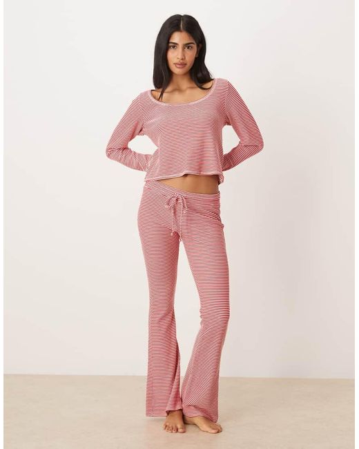 Hollister Pink Gilly Hicks Waffle Long Sleeve Crop Top Co-Ord