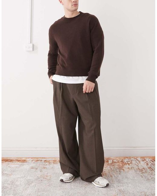 Weekday Brown Oversized Tailored Trousers for men