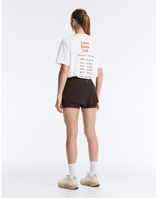 Oysho White Cotton Blend Sunday Brunch Club T-shirt