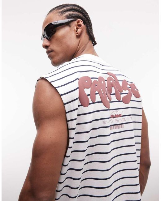 ASOS Red Oversized Tank With Text Puff Print for men
