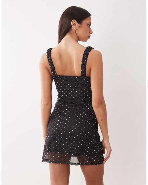 ASOS Black Cap Sleeve With Tie Detail Mini Dress